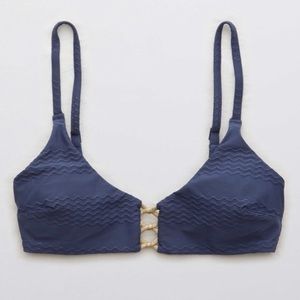 NWT Aerie Jacquard Knot Front Scoop Bikini Top